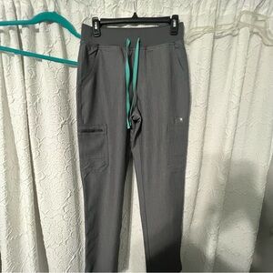 Figs graphite scrub pants with Teal Drawstrings